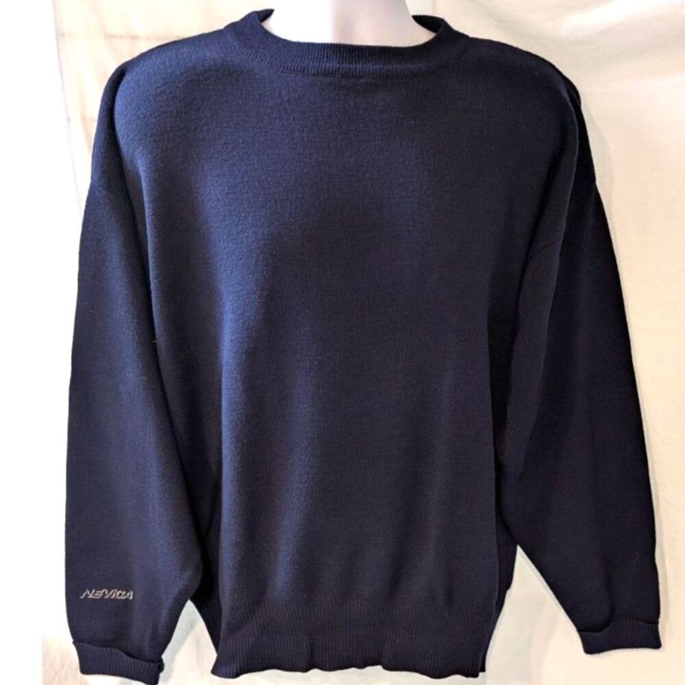Nevica Navy Wool Ski Sweater, men's L